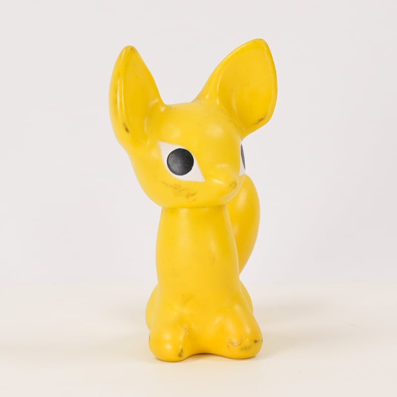 チェコ ニクロヴァー ソフビ人形 キツネ 黄色 1970年代 高さ11.5cm