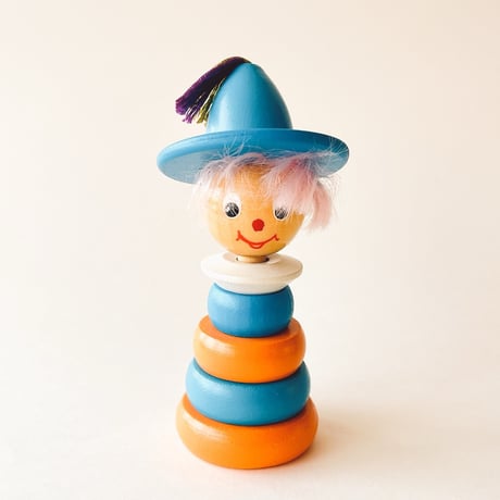 ソビエト　とんがり帽子が動くピエロ人形　木製　1980年代