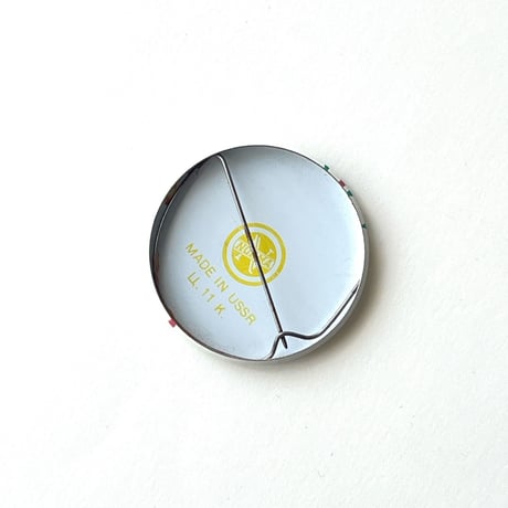 ソビエト　缶バッジ - Ornament, Blüten, blauer Hintergrund - 1970s
