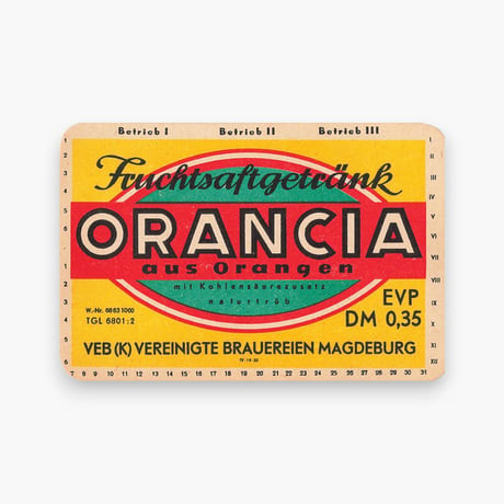 東ドイツ　ORANCIA　ドリンクのラベル　ラベル