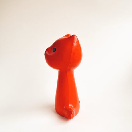 チェコ　ニクロヴァー　ソフビ人形　犬　オレンジ色　1970年代　高さ13cm