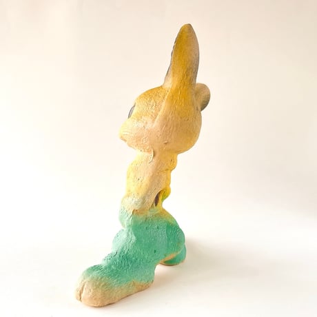 ソビエト　年代不明　緑色ズボンのうさぎ　ソフビ　人形　高さ17cm