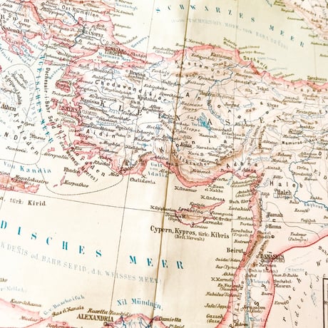 ドイツ　古地図　ヴィンテージ見開き図版　TURKISCHES REICH