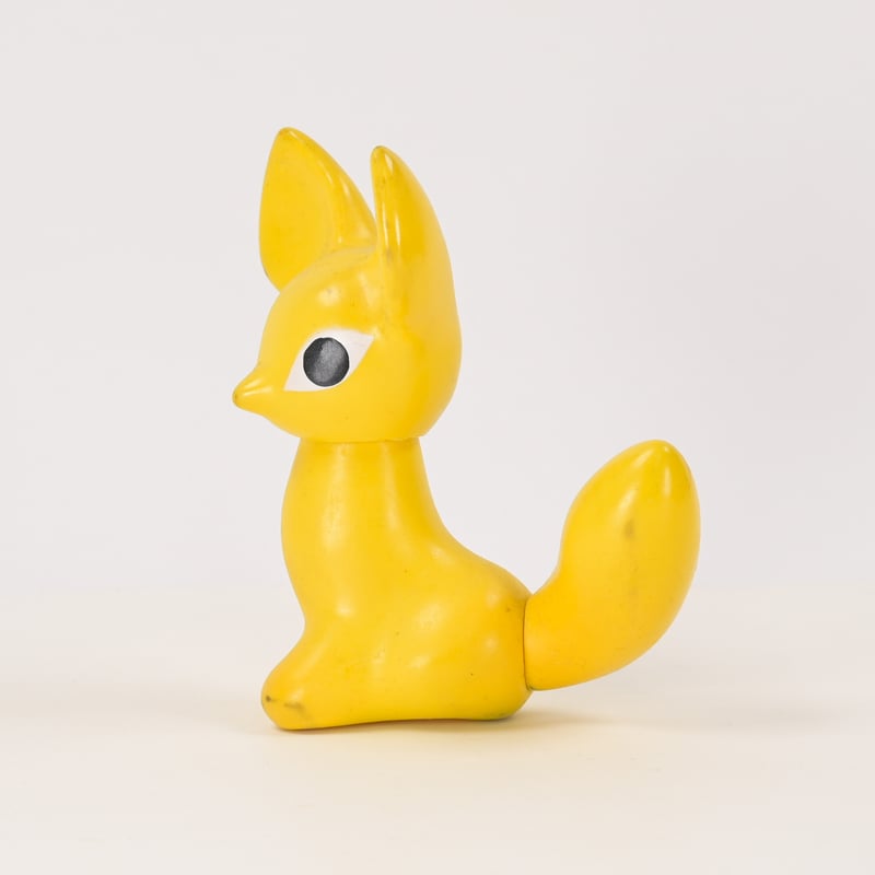 チェコ ニクロヴァー ソフビ人形 キツネ 黄色 1970年代 高さ11.5cm