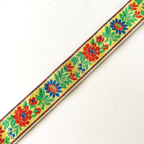 チェコ　チロリアンテープ　花　黄色　幅24mm　10cmあたり¥80