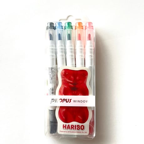 三菱鉛筆　MITSUBISHI PENCIL　限定　プロパスウインドウ HARIBO(ハリボー)ステッカー付 5色セット