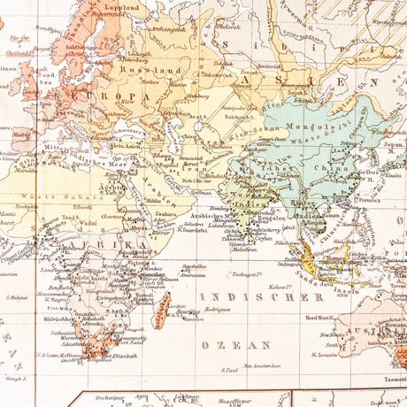 ドイツ　古地図　ヴィンテージ見開き図版　RELIGIONS-UND MISSIONSKARTE