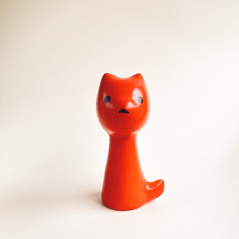 チェコ ニクロヴァー ソフビ人形 犬 オレンジ色 1970年代 高さ13cm