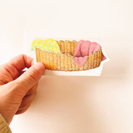 ダイカット　厚紙 　籐籠
