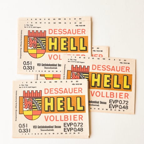 東ドイツ　Dessauer Hell　ドリンクのラベル　ラベル　ビール