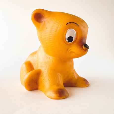 ソビエト　年代不明　オレンジ色の子犬　ソフビ　人形　高さ10cm