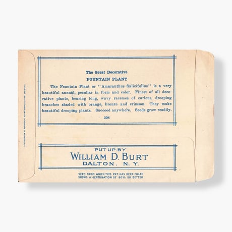 シードパケット　種袋　アメリカ　紙袋　FOUNTAIN PLANT　1915年