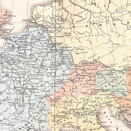 ドイツ　古地図　ヴィンテージ見開き図版　 GERMANIEN