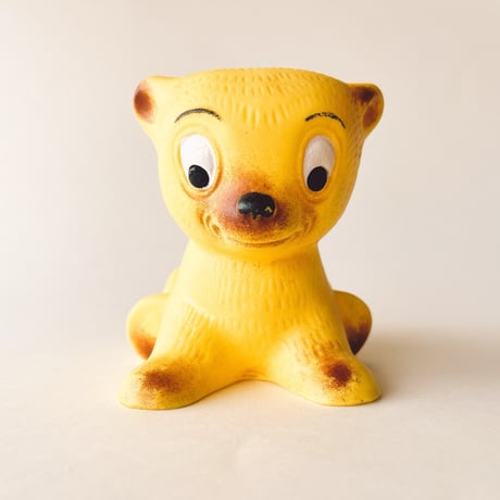 ソビエト　年代不明　黄色い子犬　ソフビ　人形　高さ10cm