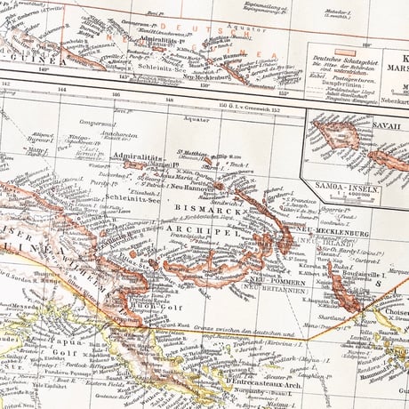 ドイツ　古地図　ヴィンテージ見開き図版　DEUTSCHE KOLONIEN IN DER