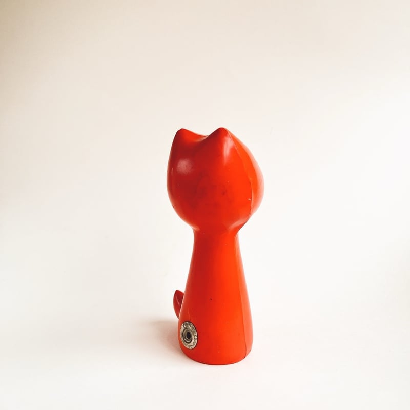 チェコ ニクロヴァー ソフビ人形 犬 オレンジ色 1970年代 高さ13cm