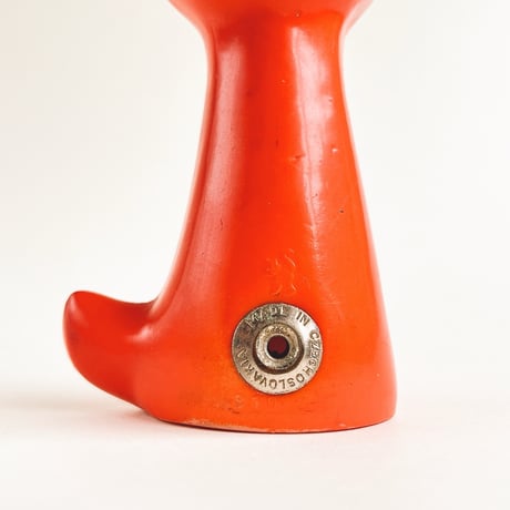 チェコ　ニクロヴァー　ソフビ人形　犬　オレンジ色　1970年代　高さ13cm