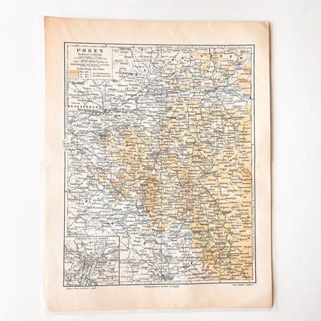 ドイツ　古地図　ヴィンテージ見開き図版　POSEN