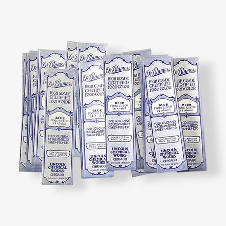 アメリカ　食品用色素ラベル　Dr. Blumers Blue (1930s)