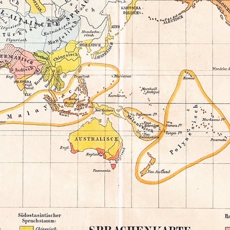 ドイツ　古地図　ヴィンテージ見開き図版　SPRACHENKARTE