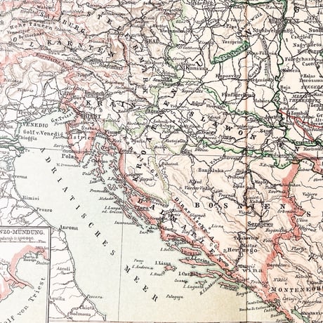 ドイツ　古地図　ヴィンテージ見開き図版　DIE SCHIFFAMRTSSTRASSEN