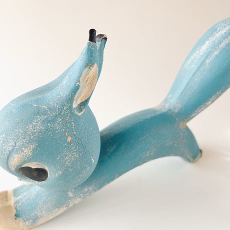 ソビエト　年代不明　水色のりす　フィギュア　全長22cm