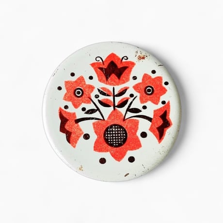 ソビエト　缶バッジ - Ornament, Blüten, braun, orange - 1970s