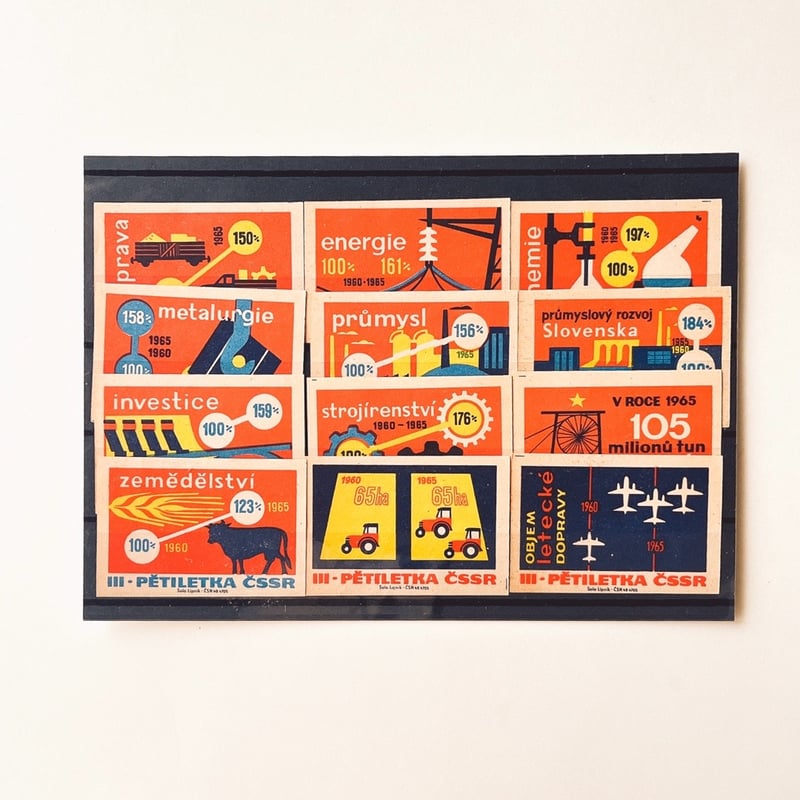 チェコスロバキア マッチラベル III. Pětiletka ČSSR 1961年 12個セッ