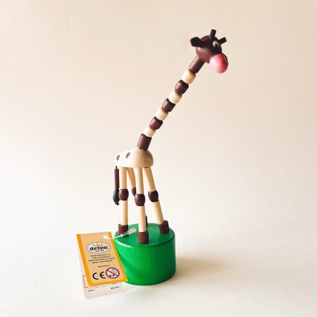 チェコ　木製おもちゃ　しましまのキリン　プッシュトイ　DETOA(デトア)