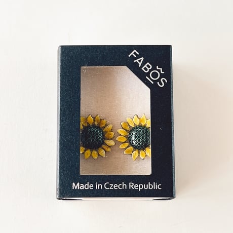 チェコ　ピアス　ひまわり　真鍮　FABOS