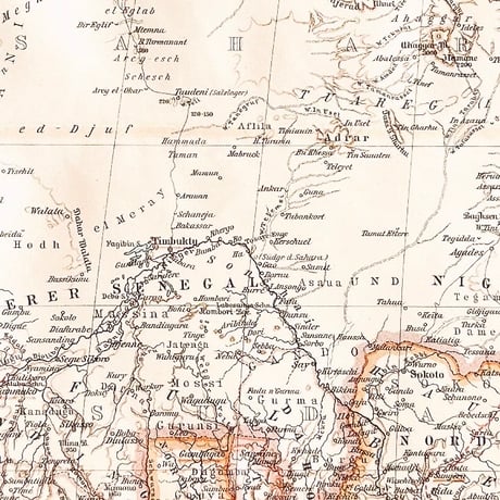 ドイツ　古地図　ヴィンテージ見開き図版　 NORDWEST-AFRIKA