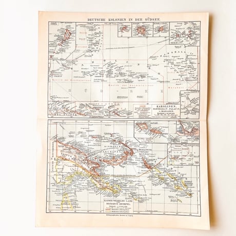 ドイツ　古地図　ヴィンテージ見開き図版　DEUTSCHE KOLONIEN IN DER