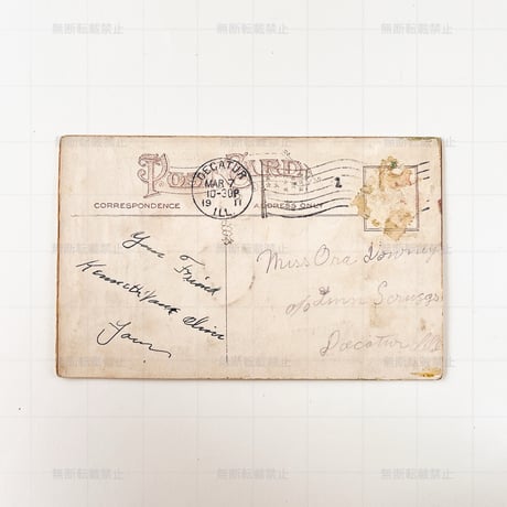 ドイツ　消印1911年　鳩と花籠　ポストカード