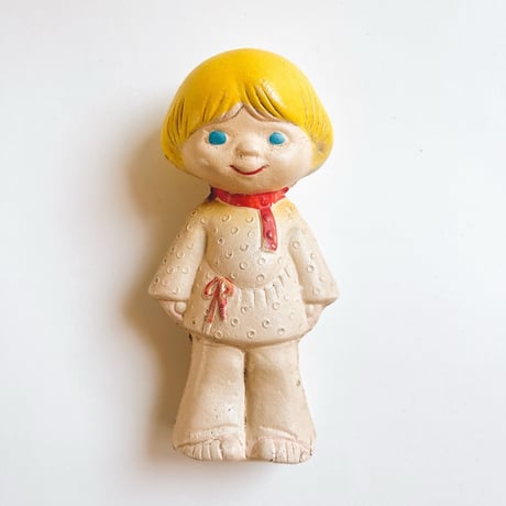 ソビエト　年代不明　青い目の子ども　ソフビ　人形　高さ13.5cm