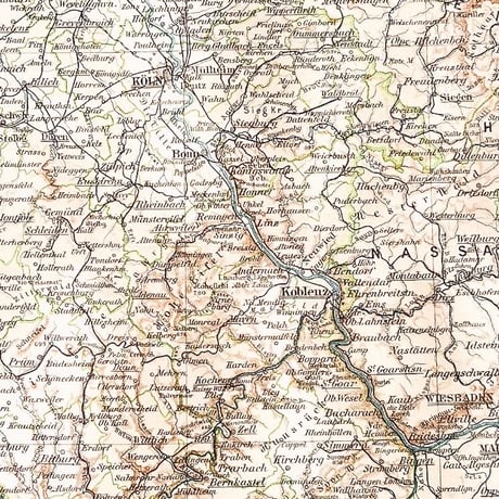 ドイツ　古地図　ヴィンテージ見開き図版　 RHEINPROVINZ