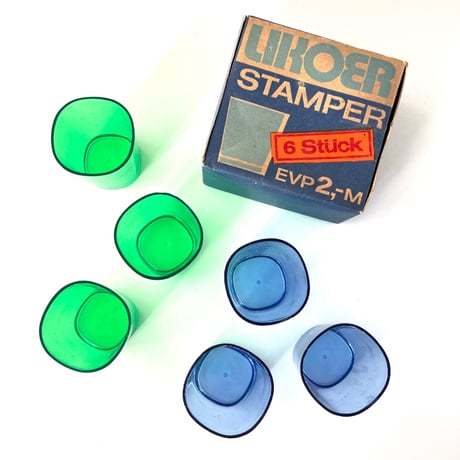 東ドイツ　LIKOER STAMPER（リキュール スタンパー）6個セット　ブルー＆グリーン