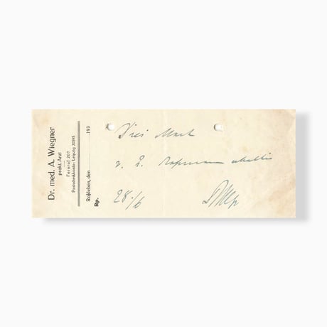 ドイツ　ヴィンテージペーパー　請求書　Dr. med. A. Wiegner1　1934年