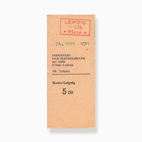 東ドイツ　ヴィンテージペーパー　銀行振替用の支払い票　1968年前後