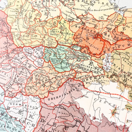 ドイツ　古地図　ヴィンテージ見開き図版　KARTE DER DEUTSCHEN
