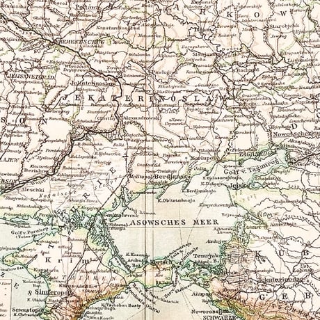 ドイツ　古地図　ヴィンテージ見開き図版　SÜDRUSSLAND, KRIM UND TAURIEN