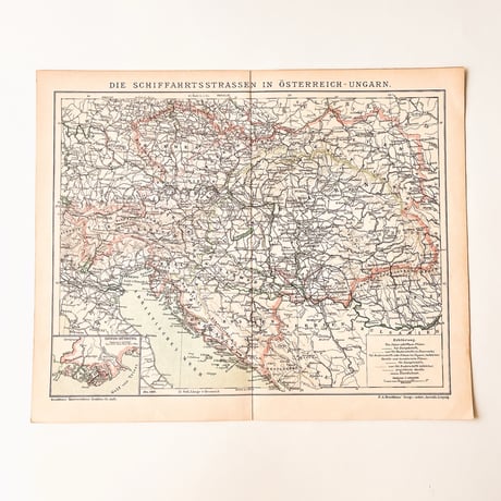 ドイツ　古地図　ヴィンテージ見開き図版　DIE SCHIFFAMRTSSTRASSEN