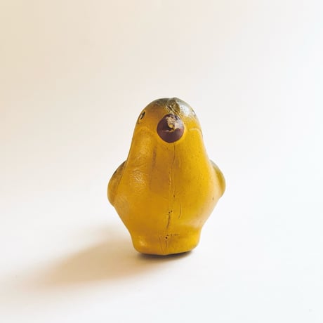 ソビエト　年代不明　緑がかった黄色の小鳥　ソフビ　人形　全長11cm