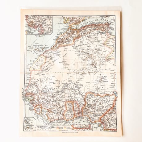 ドイツ　古地図　ヴィンテージ見開き図版　 NORDWEST-AFRIKA