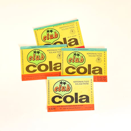 東ドイツ　club Cola　ドリンクのラベル　ラベル　コーラ
