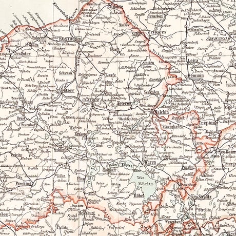ドイツ　古地図　ヴィンテージ見開き図版　MECKLENBURG