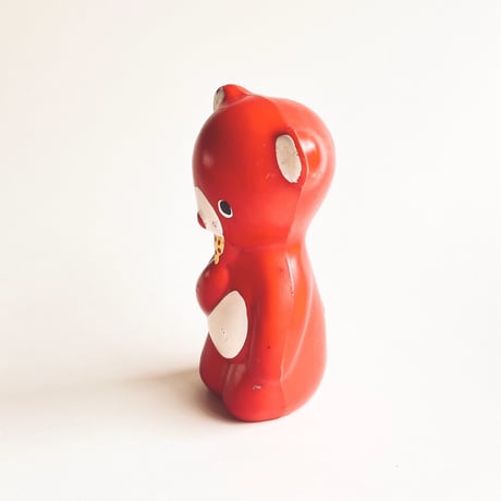 チェコ　ニクロヴァー　ソフビ人形　クマ　赤色　1970年代　高さ10.5cm
