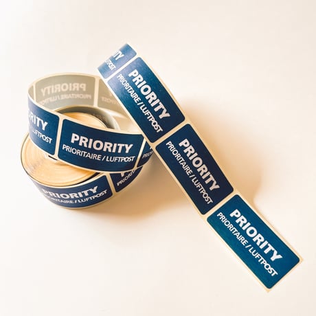 ドイツ　青いシール　PRIORITY　現行品　５枚１セット