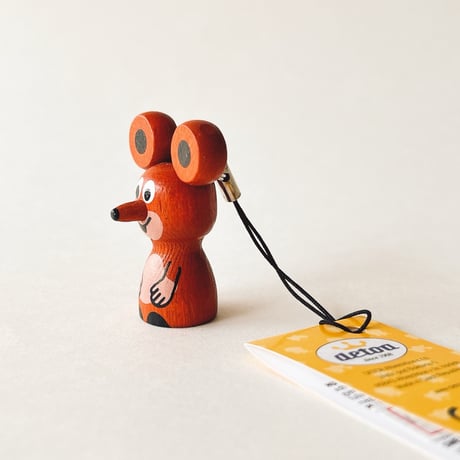 チェコ　木製ストラップ　クルテクのネズミ　DETOA(デトア)