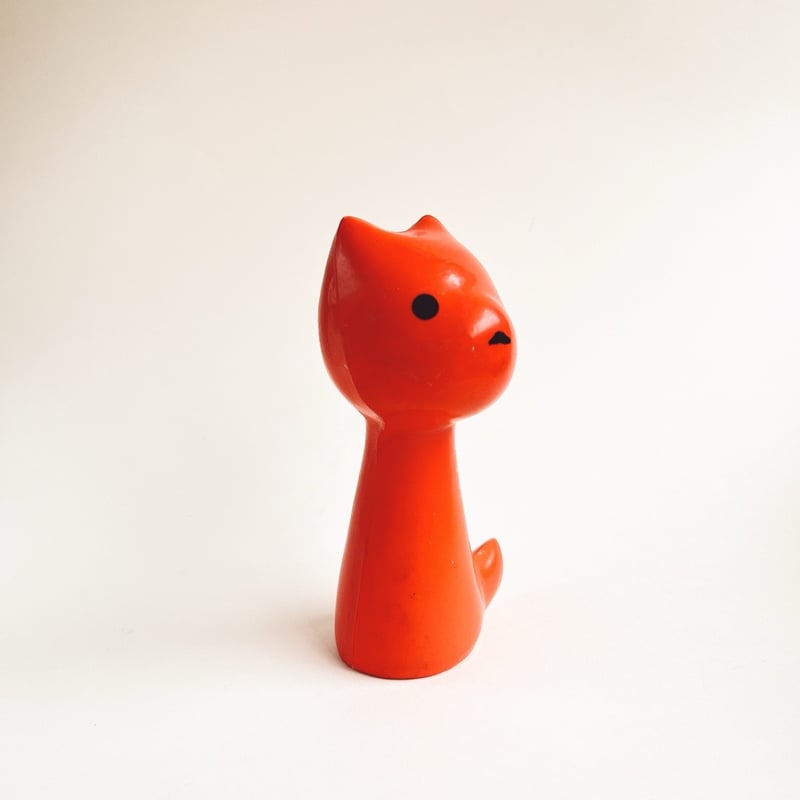 チェコ ニクロヴァー ソフビ人形 犬 オレンジ色 1970年代 高さ13cm