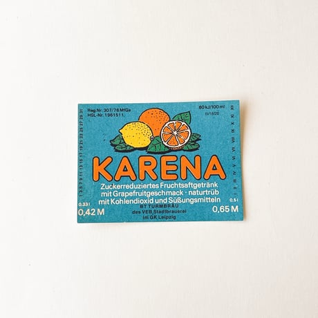 東ドイツ　KARENA　ドリンクのラベル　ラベル　ジュース